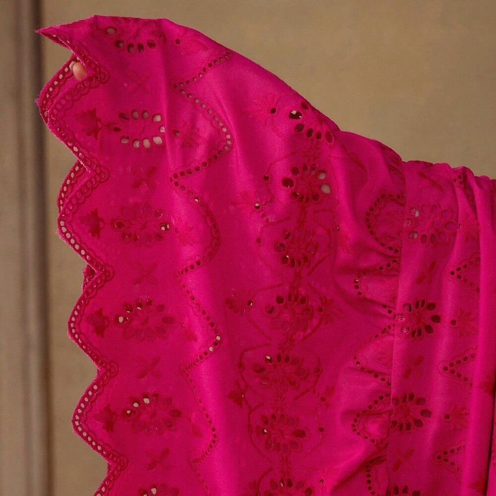 Hot Pink Elegant Women's Ruffle Hem Zipper Dress - Picture 7 of 7